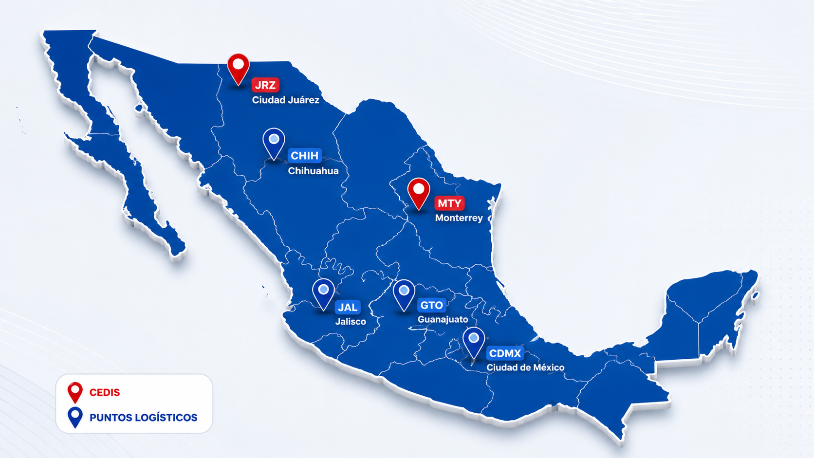 Mapa de cobertura nacional – OK Autopartes centros de distribución en México